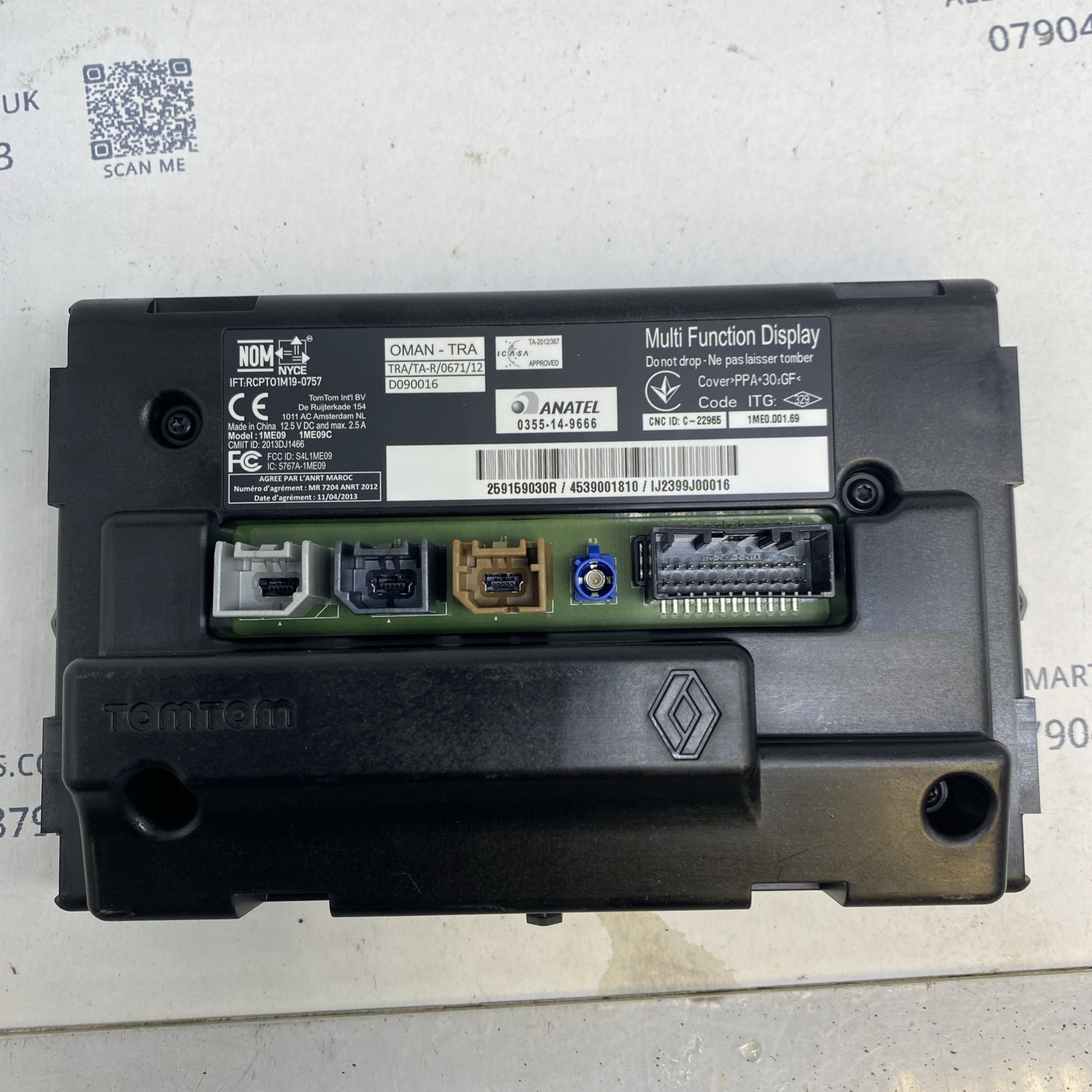 Smart ForTwo 453 central display TomTom Navi Radio Display 259159030R 4539001810 Image 4